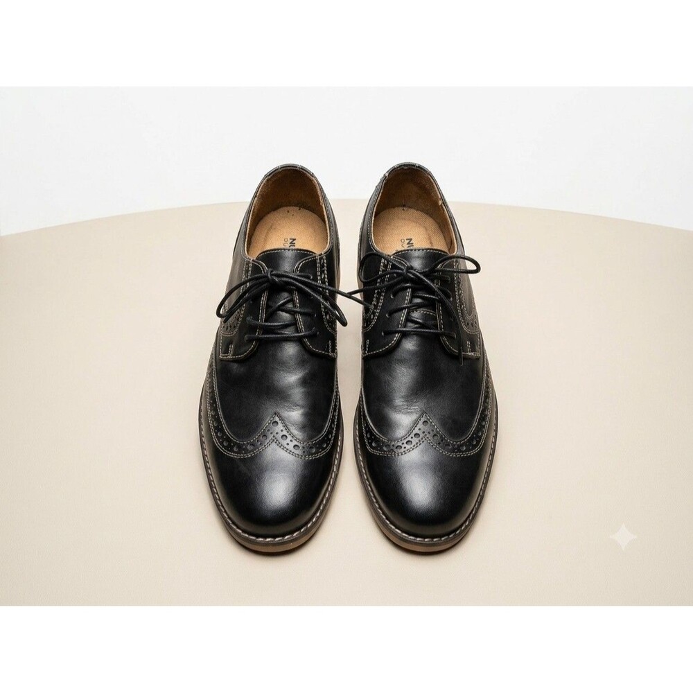 Nunn Bush Nelson Leather Wingtip Dress Shoe Black Men 8½